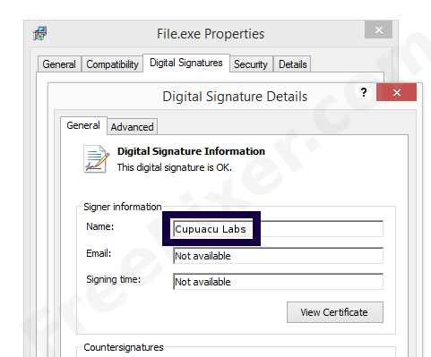 Screenshot of the Cupuacu Labs certificate